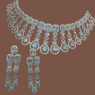 White Elegance: Handcrafted American Diamond Jewelry Set with Silver Plating