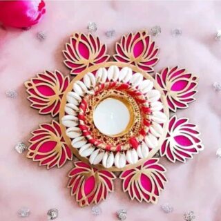 Lotus Rangoli T-light holder for diwali decor