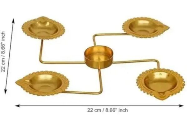 Golden Swastik Rangoli Stand: Elegant Metal Decoration - Image 2