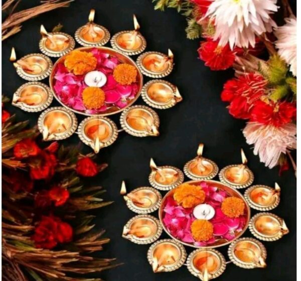 Decorative urli for pooja set of 2 traditional diya - Image 2