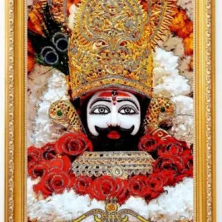 Divine Glimpse: Wooden Digital Photo Frame of Khatu Shyam