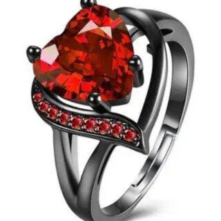 Heart's Desire: Adjustable Silver-Plated American Diamond Heart Ring