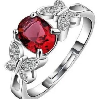 Timeless Elegance: Adjustable American Diamond Ring in Silver-Plated Brass