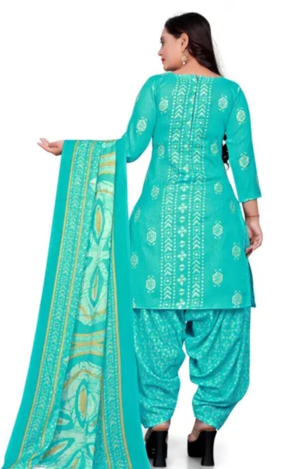Vibrant Ethnic Elegance: Pink and Aqua Blue Cotton Blend Dress Material - Image 3