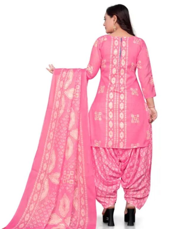 Vibrant Ethnic Elegance: Pink and Aqua Blue Cotton Blend Dress Material - Image 2