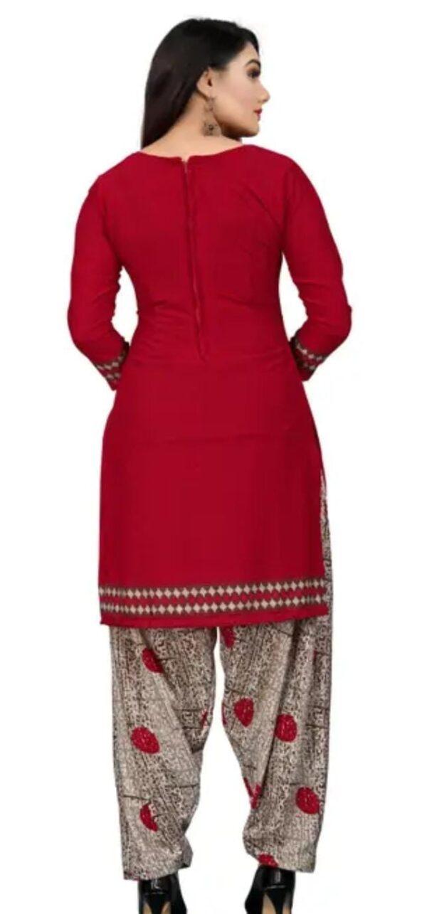 Maroon Crepe Floral Printed Dress Material - Image 3