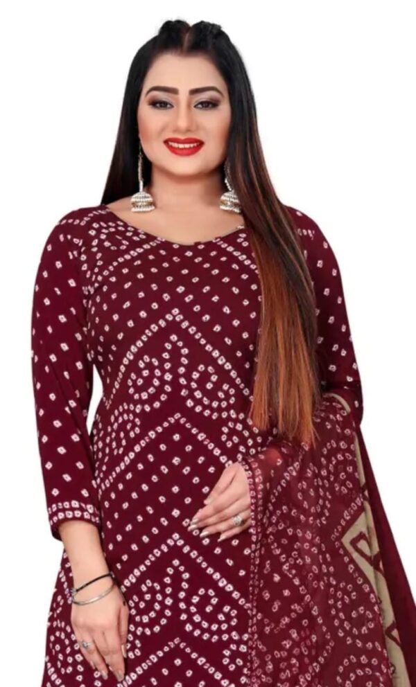 Women Crepe Bandhani Printed Pack of 2 Dress Materia - Image 3