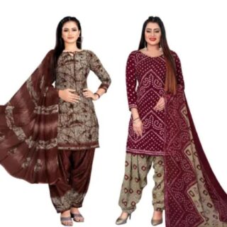 Women Crepe Bandhani Printed Pack of 2 Dress Material