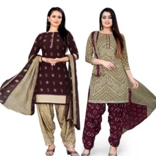 Women Crepe Bandhani Printed Pack of 2 Dress Material