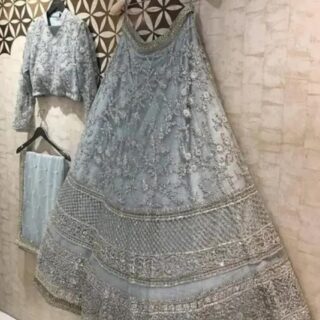 Elegant Grey Net Lehenga Set