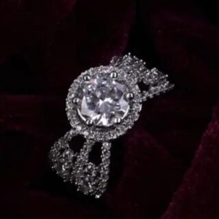 Rhodium-Plated American Diamond Ring