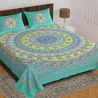 Embrace Elegance with our Lush Green Double Bed Bedsheet and Pillow Covers