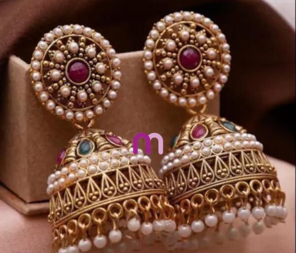 Oxidized Rajwadi Jhumka Earrings for Ethnic Elegance - Image 2