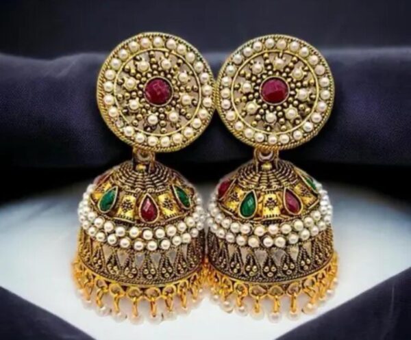 Oxidized Rajwadi Jhumka Earrings for Ethnic Elegance - Image 4