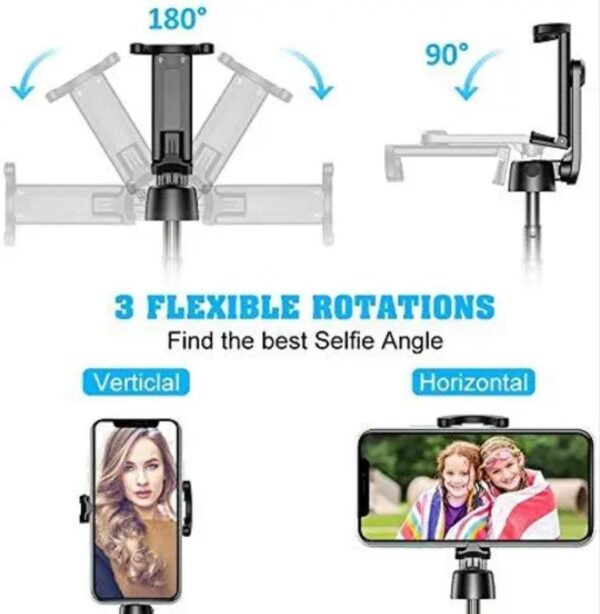 4-in-1 Extendable Bluetooth Selfie Stick and Phone Tripod Stand with Detachable Wireless Remote - Image 3