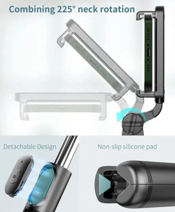 4-in-1 Extendable Bluetooth Selfie Stick and Phone Tripod Stand with Detachable Wireless Remote - Image 2