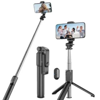 4-in-1 Extendable Bluetooth Selfie Stick and Phone Tripod Stand with Detachable Wireless Remote