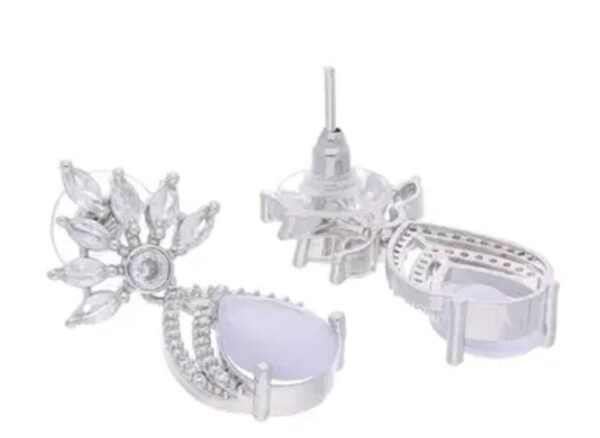 Radiant Elegance: Silver Plated White Stone Earrings with American Diamonds - Image 3