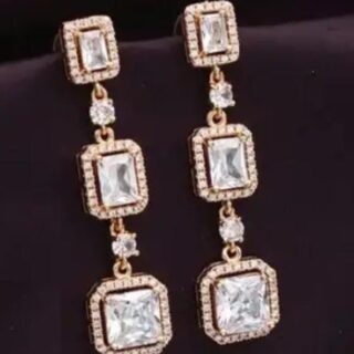 Gold Plated American Diamond Crystal Stone Dangle and Drop Earrings1