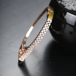 Rose Gold-Plated American Diamond Studded Bracelet