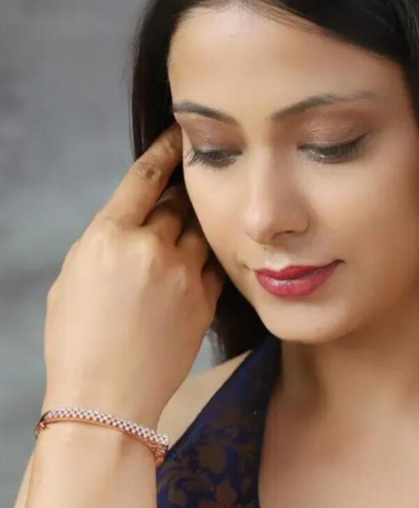Rose Gold-Plated American Diamond Studded Bracelet - Image 2