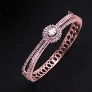 Rose Gold-Plated American Diamond Studded Bracelet
