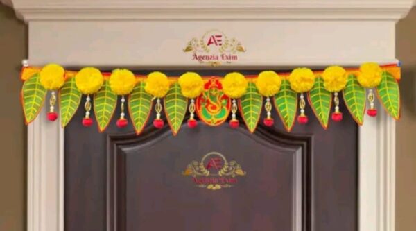 Handcrafted Embroidered Mango Pan and Artificial Flower Toran