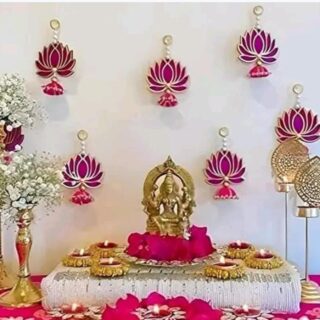 Handmade wall decor lotus with jhumki style hanging for home decor