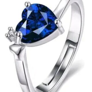 Shimmering Elegance: Adjustable Silver-Plated Brass Ring with American Diamond for Women and Girls