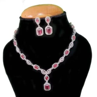 American Diamond Red Jewelry Set for Bridal and Festive Elegance