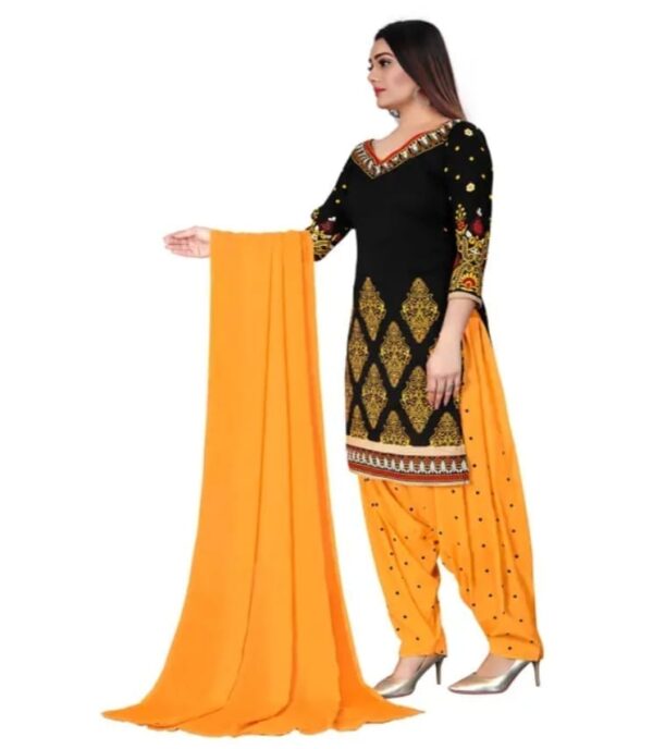 black and yellow dress material unstitched suit