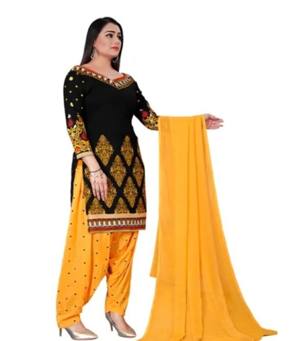 black and yellow dress material unstitched suit