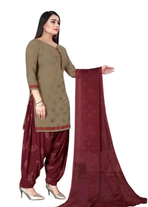 beige and maroon dress material unstitched suit