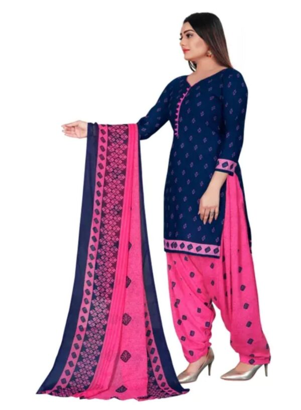 dark blue and pink dress material unstitched suit