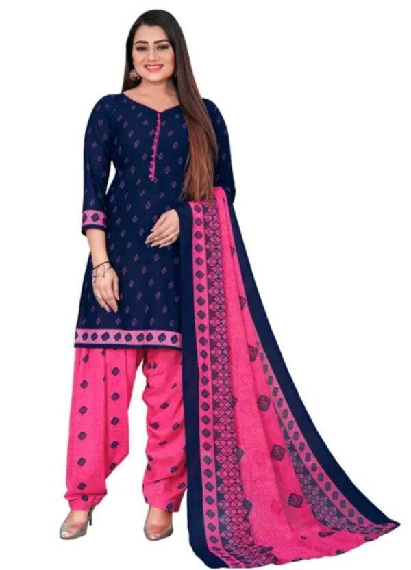 dark blue and pink dress material unstitched suit