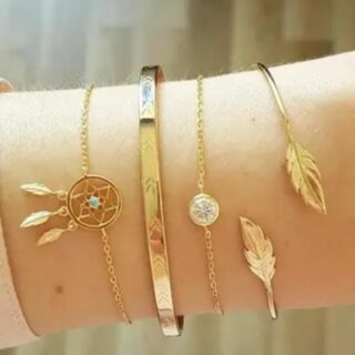 pack of 4 leaf adjustable bracelet