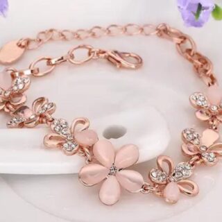 flower rose gold plated bracelet
