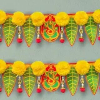 Handcrafted Embroidery Mango Pan & Artificial Flower Toran - Pack of 2: Elegant Festive Décor for Every Occasion