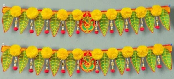 Handcrafted Embroidery Mango Pan & Artificial Flower Toran - Pack of 2: Elegant Festive Décor for Every Occasion