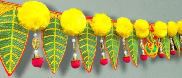Handcrafted Embroidery Mango Pan & Artificial Flower Toran - Pack of 2: Elegant Festive Décor for Every Occasion - Image 2