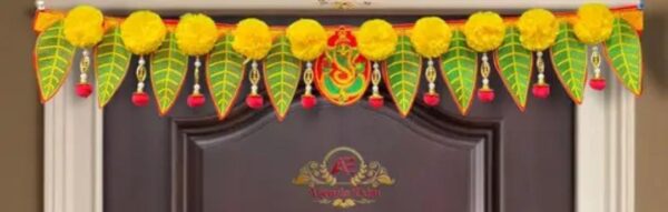 Handcrafted Embroidery Mango Pan & Artificial Flower Toran - Pack of 2: Elegant Festive Décor for Every Occasion - Image 3