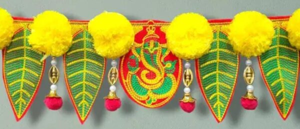 Handcrafted Embroidery Mango Pan & Artificial Flower Toran - Pack of 2: Elegant Festive Décor for Every Occasion - Image 4