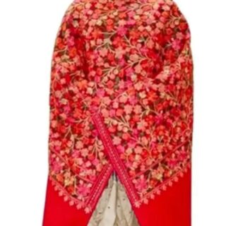 Designer Red Kashmiri Embroidery Woolen Shawl for Women - Vintage Collection