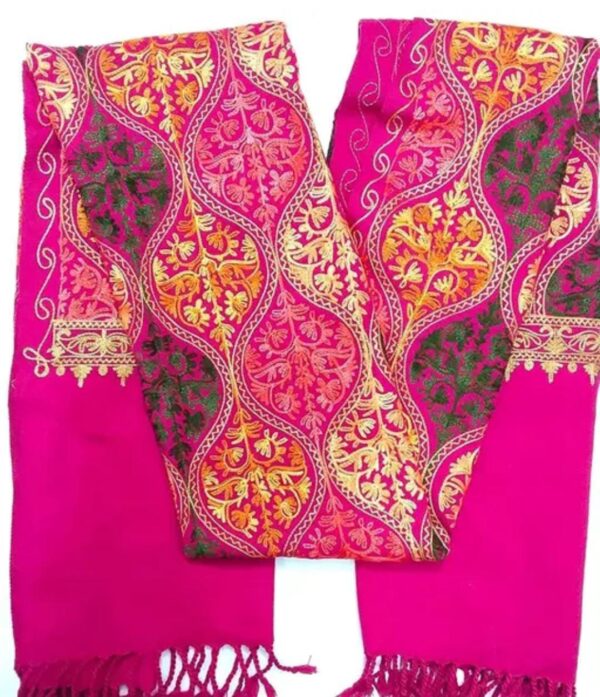 Designer Magenta Kashmiri Embroidery Woolen Shawl for Women - Vintage Collection - Image 3