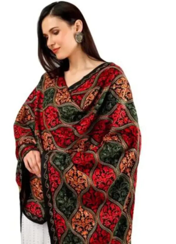 Designer Black Printed Kashmiri Embroidery Woolen Shawl for Women - Vintage Collection - Image 4