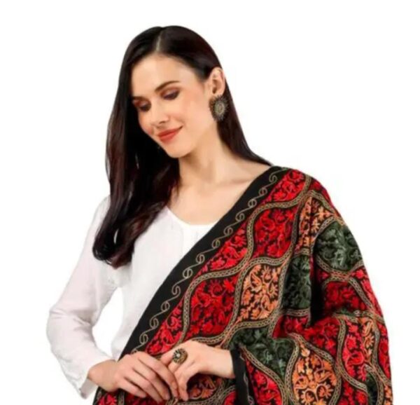 Designer Black Printed Kashmiri Embroidery Woolen Shawl for Women - Vintage Collection - Image 2