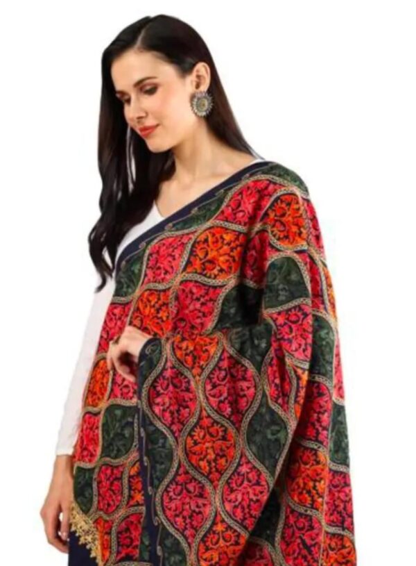 Designer Black Printed Kashmiri Embroidery Woolen Shawl for Women - Vintage Collection - Image 3