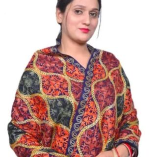 Designer Navy Blue Printed Kashmiri Embroidery Woolen Shawl for Women - Vintage Collection